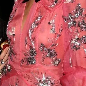 Alexa Chung Nipples in See Through Dress at London Fashion Week