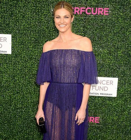 Erin Andrews gostosa em um vestido roxo