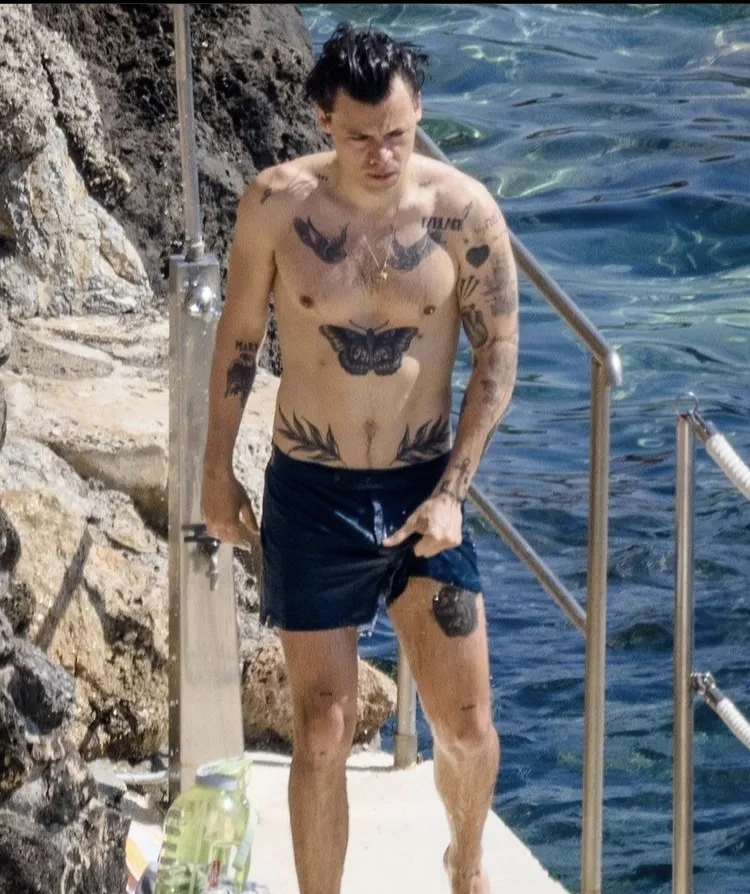 Хари е подутият стил без риза в долната част на банята