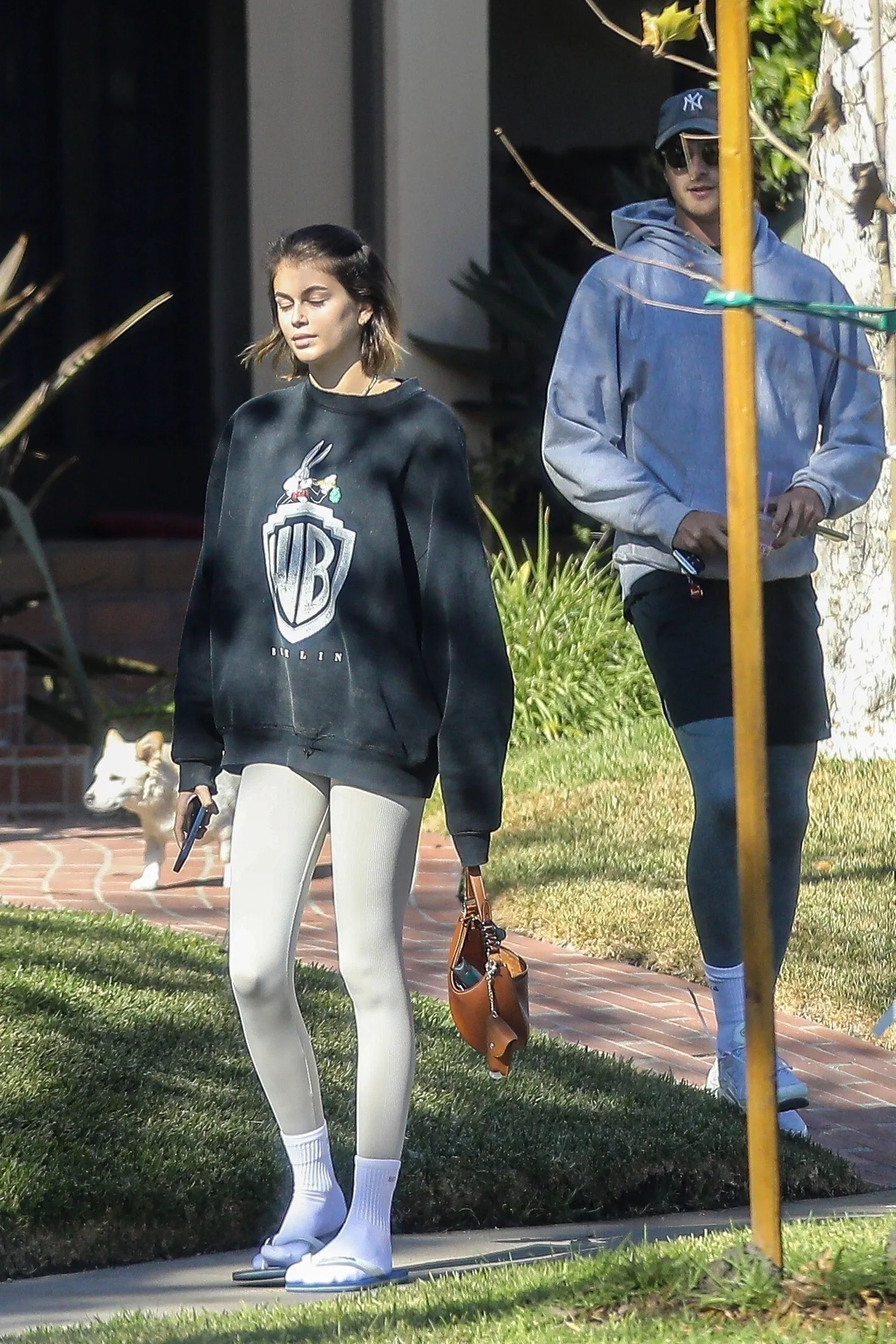Kaia Gerber White Leggings